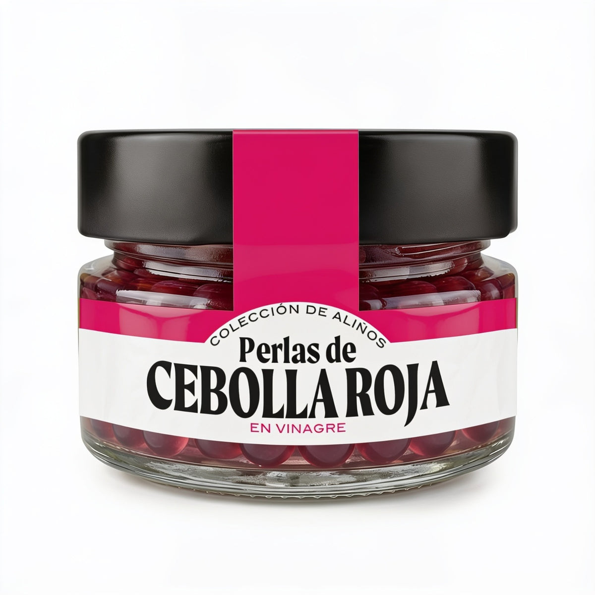 Esferificaciones de cebolla roja en vinagre
