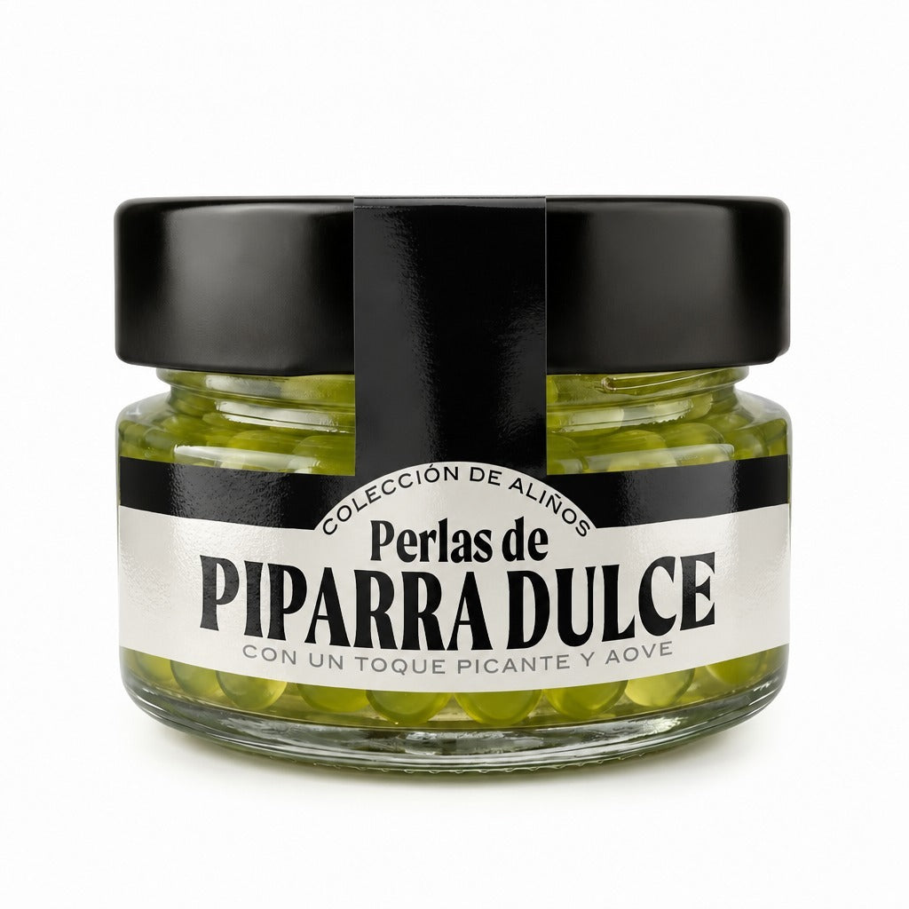Esferificaciones de Guindilla piparra dulce en aceite de oliva virgen extra