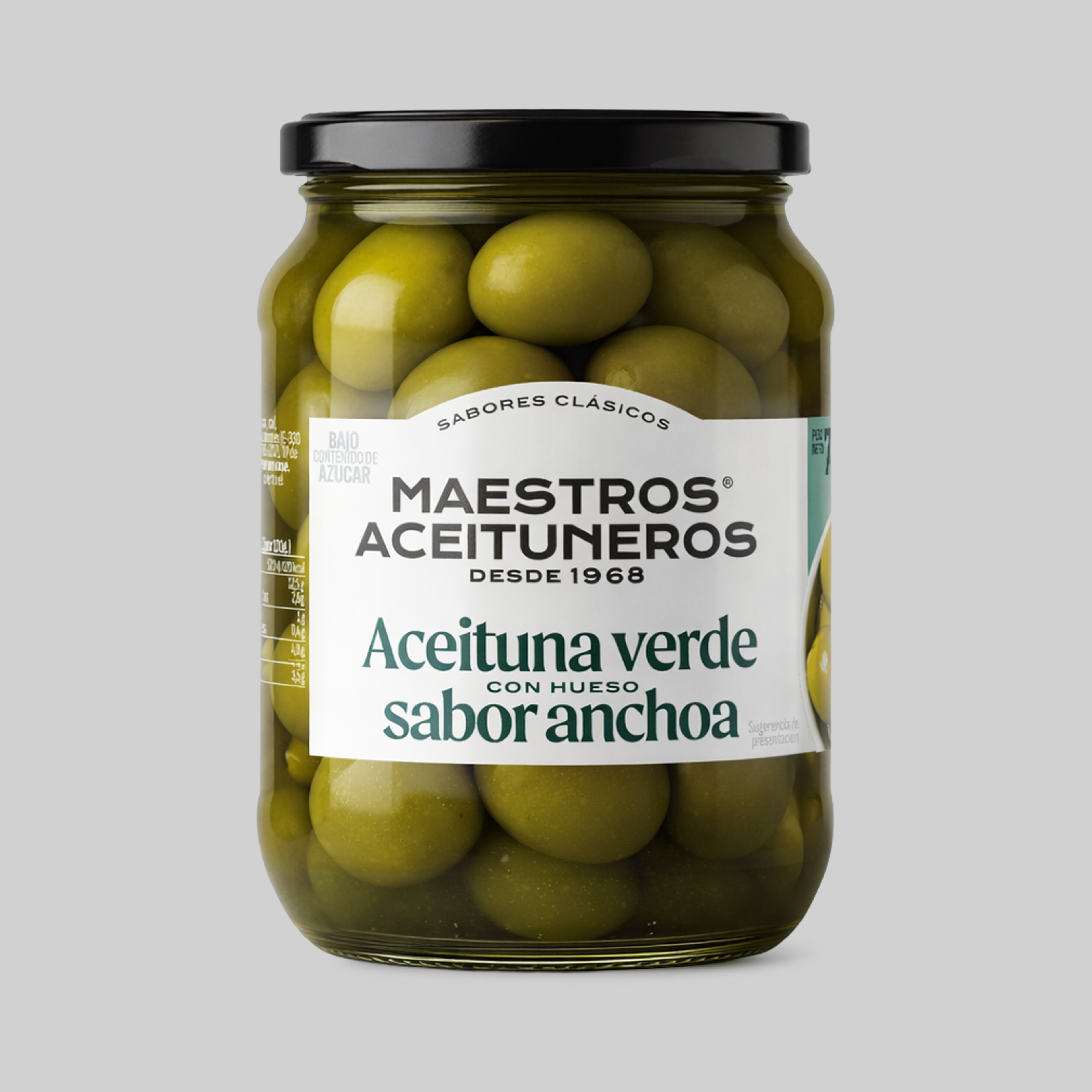 Aceitunas verdes con hueso sabor anchoa
